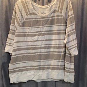 Tan and Cream 3/4 length sleeve shirt